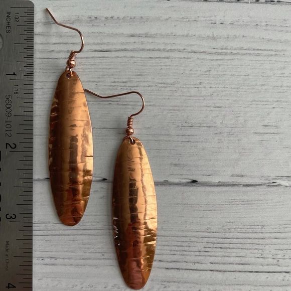 HANDMADE Copper Oval Earrings - Picture 3 of 4